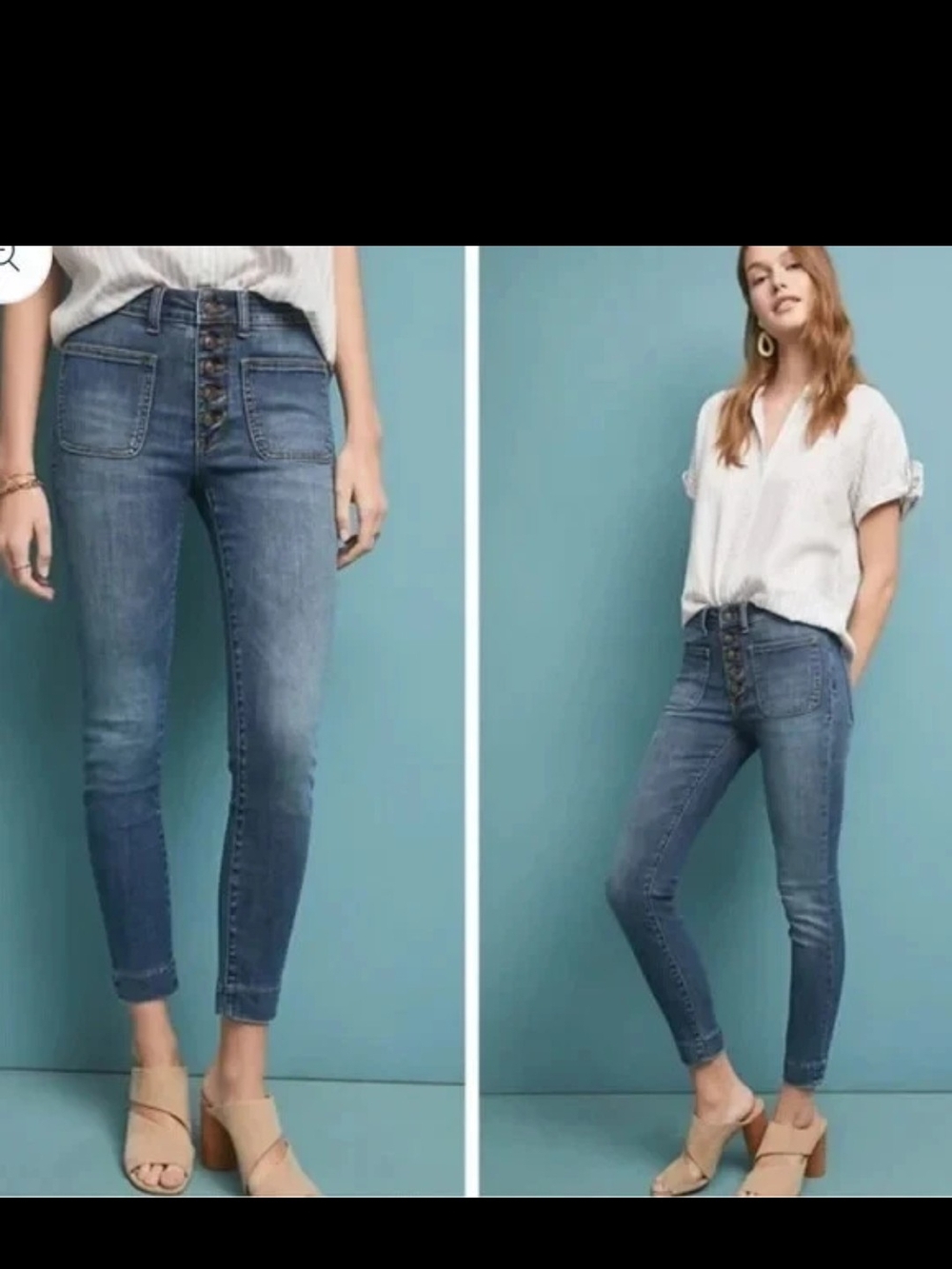 Anthropologie Pilcro High Rise Denim Legging Button Fly Jeans Sz 28